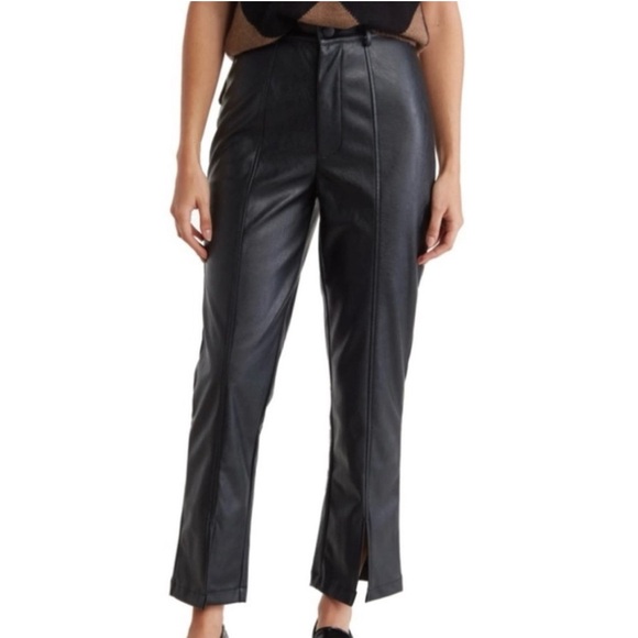 Wildfox Pants - Wildfox Women’s Faux Leather Slit Hem Straight Leg Pants Size‎ Small